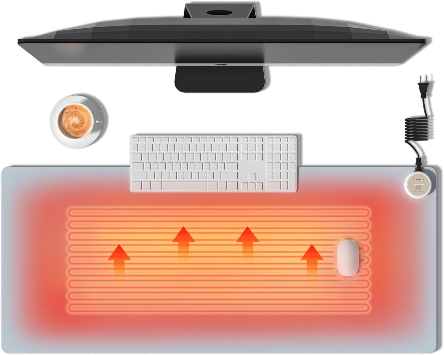 Heated Mouse Pad Hand Warmers, Electric Warm Office Desk Mat, 31.5" x 13", 3 Control Levels Temperature 3 Hours Auto Shut-Off, Suitable for Home/Offices Computer Keyboard Pads (Blue)