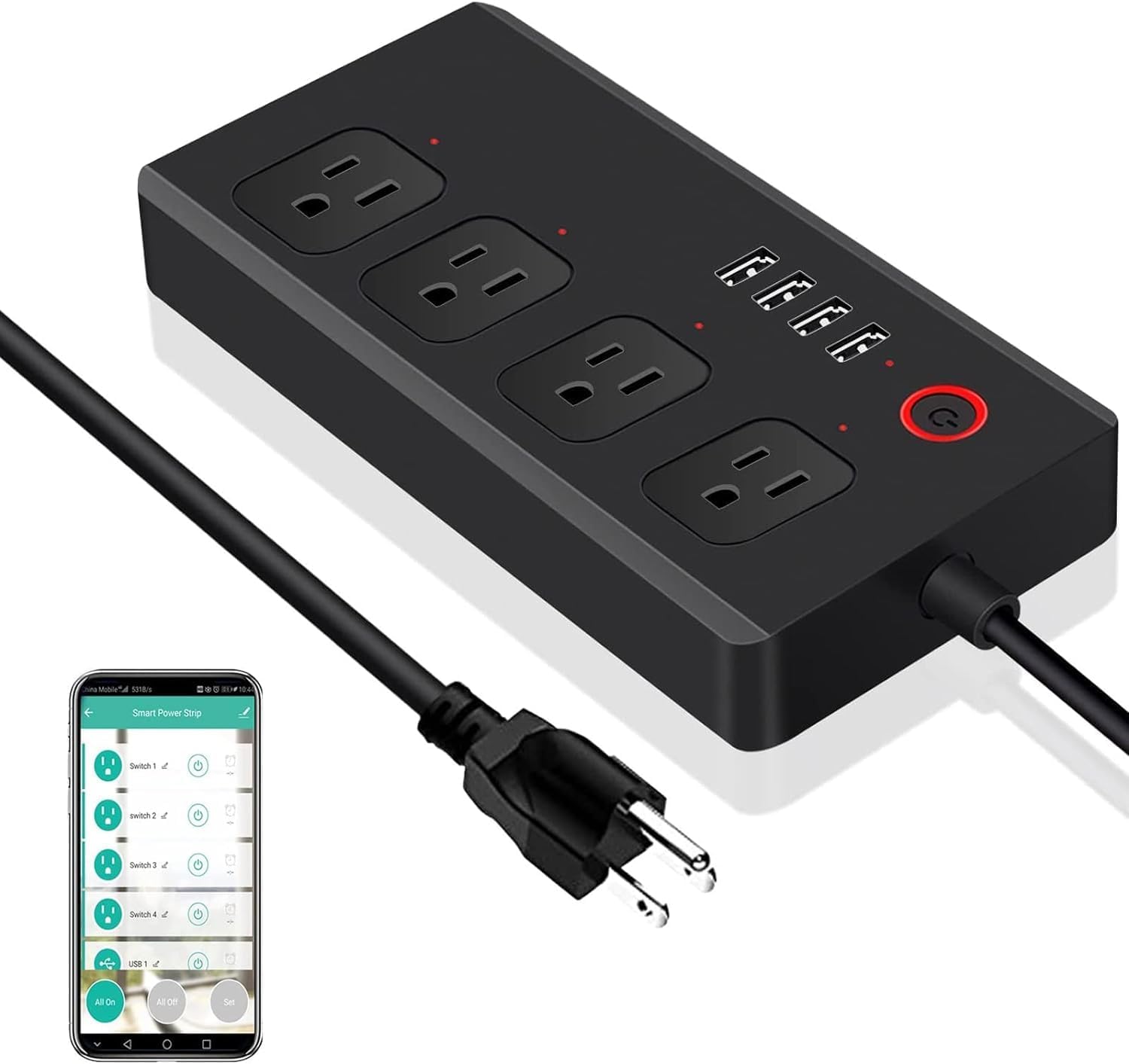 Xenon ZigBee Power Strips Surge Protector, USB C Power Strip, Smart Life APP/Timer, 4 Individually Controlled Outlets, Compatible with Alexa Google Home Phillilps HUE, Need ZigBee Gateway Hub-Black