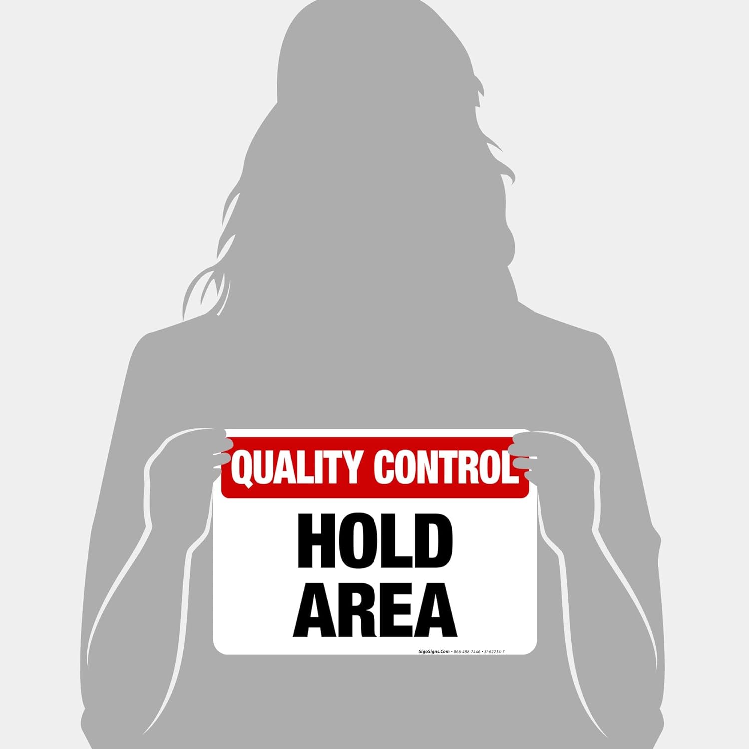 Quality Control Hold Area Sign, 10x7 Inches, 4 Mil Vinyl Decal Stickers Weather Resistant, Made in USA