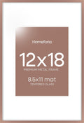 Homeforia 12x18 Picture Frame Mocha, High End Metal 12x18 Poster Frames with Mat 8.5x11 Photo, 12 x 18 Mocha Frames Matted to 8.5 by 11 inch Print, 18x12 Thin Frame, Tempered Glass, Wall Kit, Set of 1