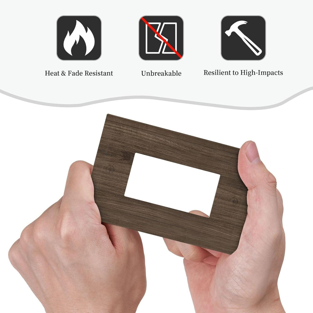Decorative Outlet Covers Rustic Walnut Wood Grain 1 Gang Single Rocker Light Switch Cover Plate GFCI Wall Plates Electrical Switch Plate Cover for Farmhouse Cabin Decor