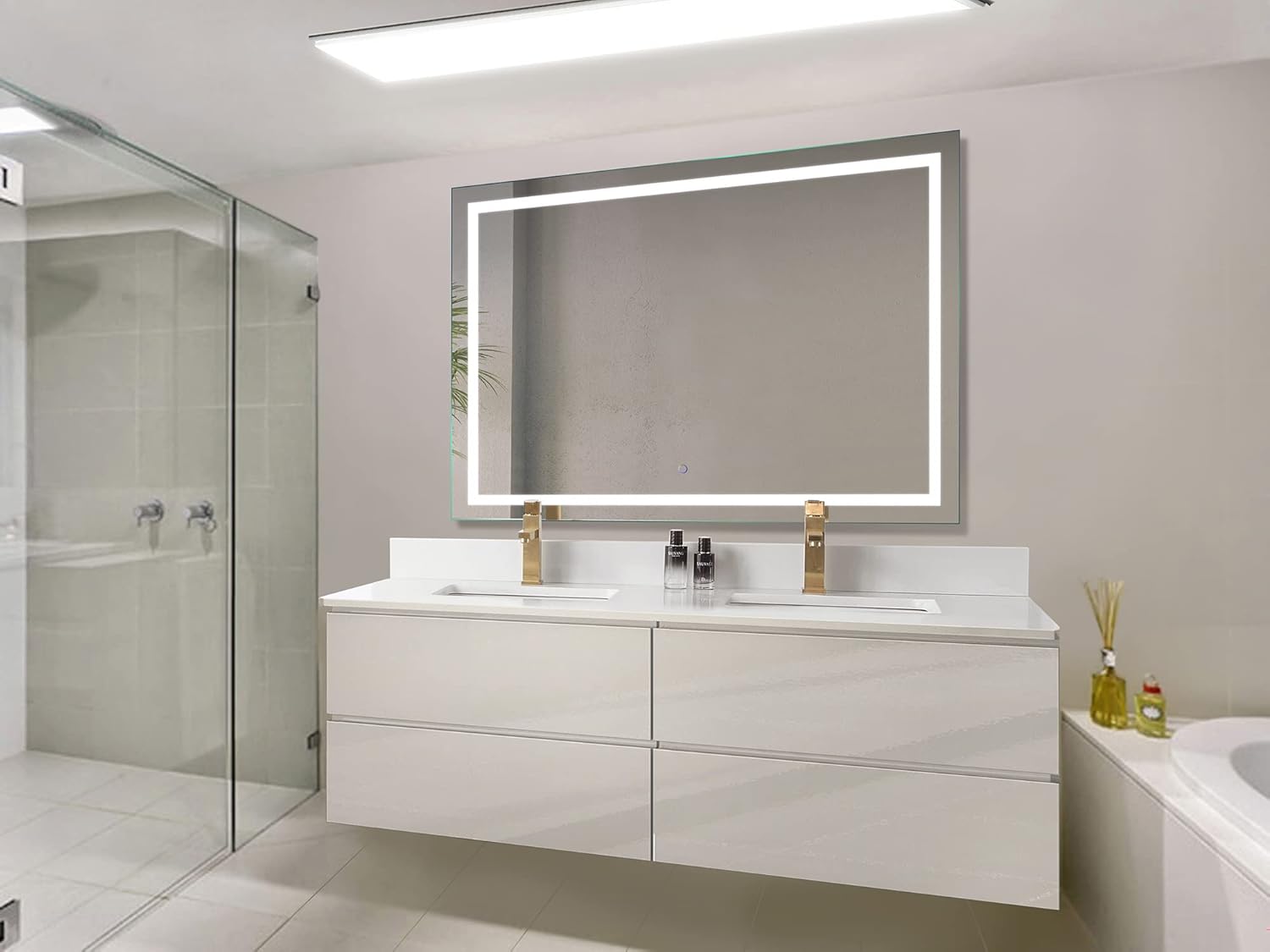 Krugg | Large 60 Inch X 36 Inch LED Bathroom Mirror | Lighted Vanity Mirror Includes Dimmer & Defogger | Wall Mount Vertical or Horizontal Installation