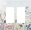 Colorful Wildflower Watercolor Dandelion Floral Decorative Outlet Covers 2 Gang Double Gfci Rocker Electrical Wall Panels Light Switch Cover Plate For Cabin Home Decor
