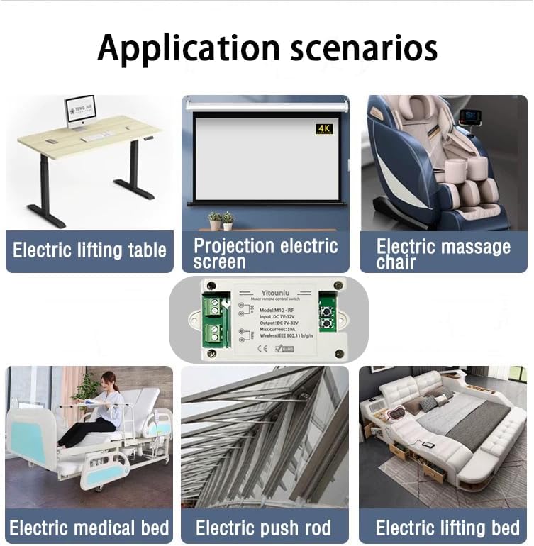 EWeLink DC7-32V 10A Motor Forward Reverse Controller Switch, WiFi Bluetooth Remote Control, RF Compatible,Works with Alexa/Google Home Compatible, Smart Timing for Electric Desks, Screens