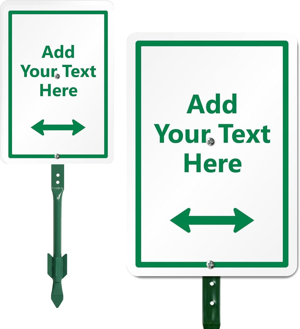 SmartSign Custom Yard Sign - 7" x 10" Sign with Stake, Personalized Lawn Sign, 40 mil Thick Laminated Aluminum, Choose Arrow, 21-inch Tall & Stake Kit, Made in USA