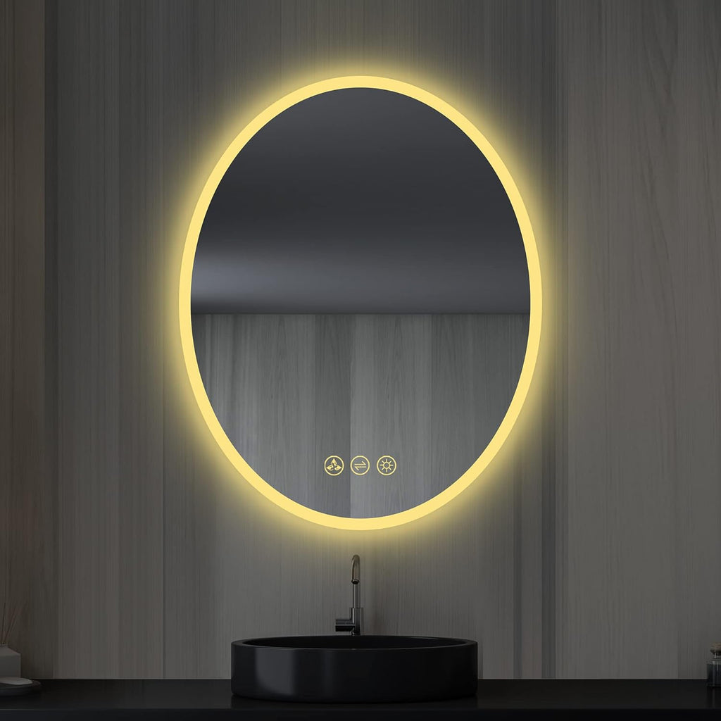 Blossom 20'' x 30'' LED Mirror for Bathroom Lighted Vanity Mirror for Wall Front Lights + Backlit LED Bathroom Mirror Anti-Fog Tempered Glass ETL Listed, Wall Mounted LED Vanity Mirror