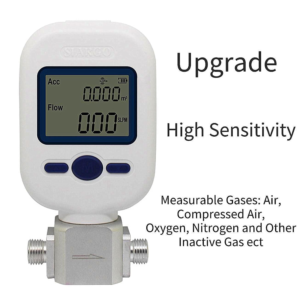 Digital Gas Flow Meter for Air, Portable Gas Mass Nitrogen Oxygen Flow Rate Meter, Compressed Air Digital Display Tester (MF5712 (0-250L/min))