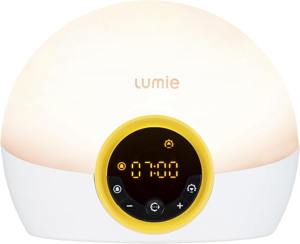 Lumie Bodyclock Rise 100 - LED Wake-Up Light Alarm Clock with Realistic Sunrise and Sunset, Dimmable, White/Yellow