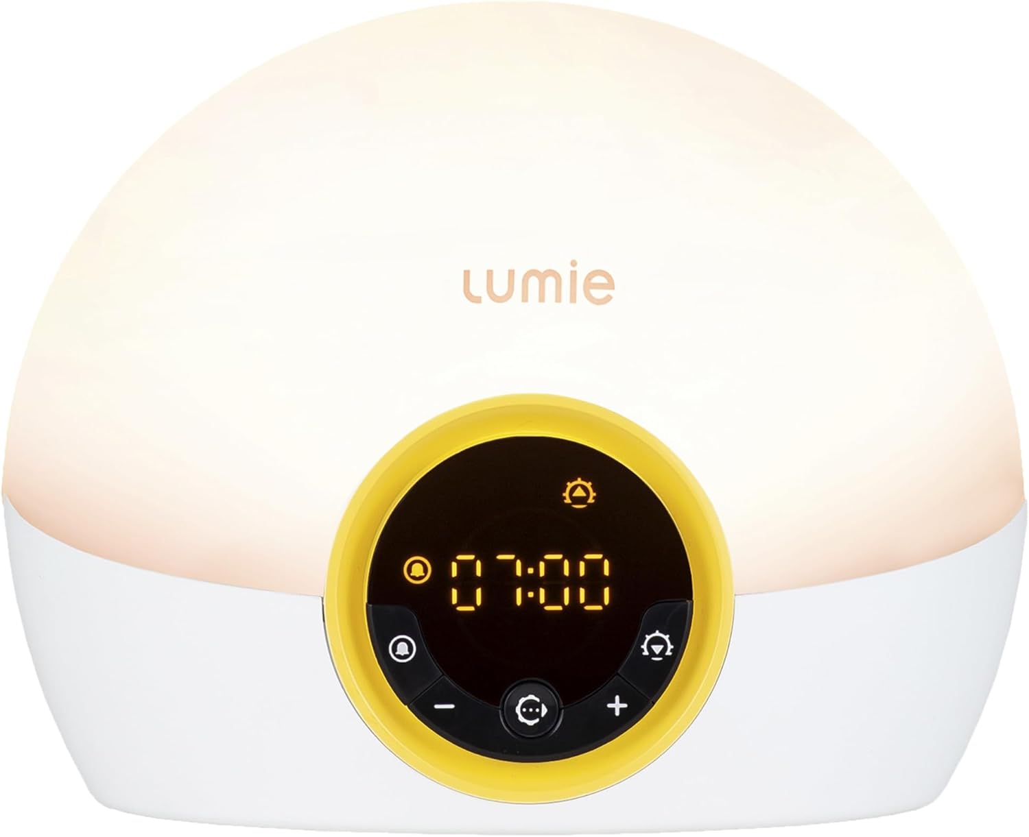 Lumie Bodyclock Rise 100 - LED Wake-Up Light Alarm Clock with Realistic Sunrise and Sunset, Dimmable, White/Yellow