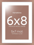 Homeforia 6x8 Picture Frame Mocha, High End Metal 6 x 8 Mocha Frames with Mat 5 x 7 for Art, 8x6 Desk Frame Matted to 5x7 inch Photo, 6 by 8 Wall or Tabletop Frames, Tempered Glass, Wall Kit, Set of 1