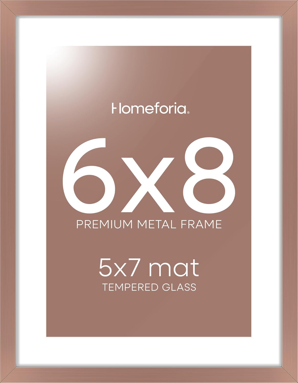 Homeforia 6x8 Picture Frame Mocha, High End Metal 6 x 8 Mocha Frames with Mat 5 x 7 for Art, 8x6 Desk Frame Matted to 5x7 inch Photo, 6 by 8 Wall or Tabletop Frames, Tempered Glass, Wall Kit, Set of 1