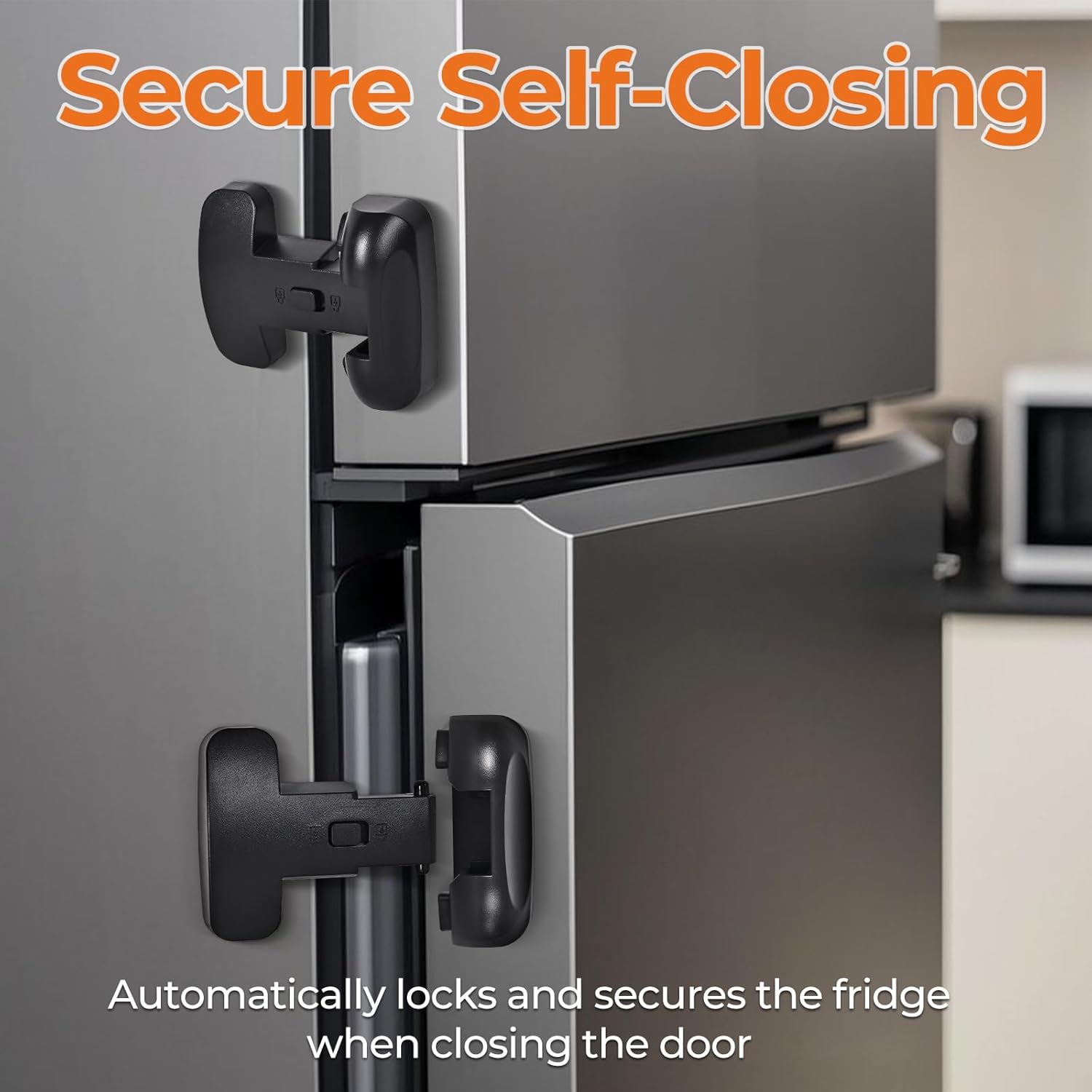 Refrigerator Fridge Door Lock for Kids Child Safety Locks for Doors Freezer Door Lock Easy to Install Keep Door Closed Child Proof Refrigerator，Freezer Door Lock 2 Pack, Black