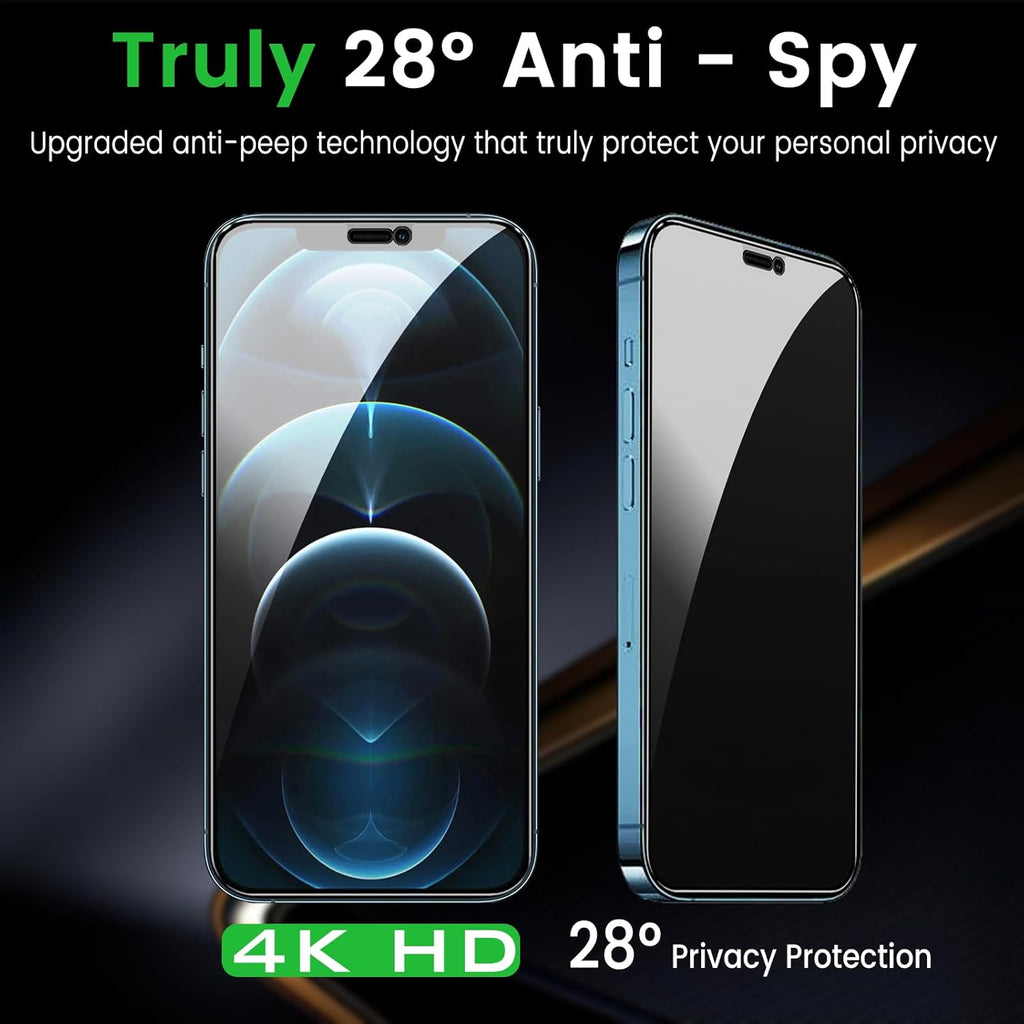 3 Pack Privacy Screen Protector for iPhone 12 Pro Max 6.7 Inch with 3 Pack Camera Lens Protector, Anti Spy Tempered Glass Film, Anti-Scratch, Touch Sensitive, Case Friendly
