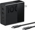 Lenovo 100W USB C Charger, 4-Port Multi-Device Fast Charging, Black GaN Power Block with 240W Cable, for Thinkpad, MacBook, Dell XPS, iPhone, Samsung