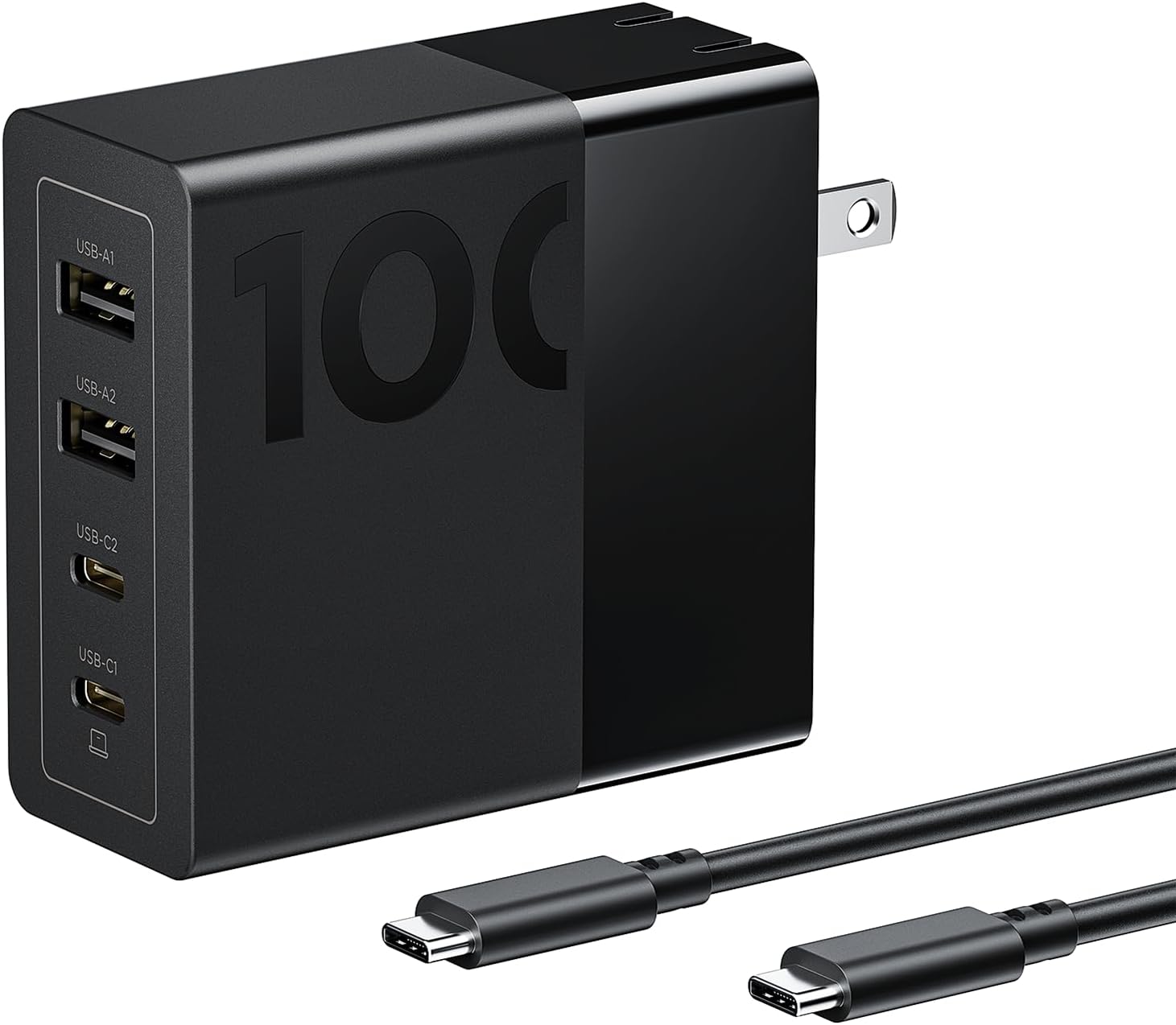 Lenovo 100W USB C Charger, 4-Port Multi-Device Fast Charging, Black GaN Power Block with 240W Cable, for Thinkpad, MacBook, Dell XPS, iPhone, Samsung
