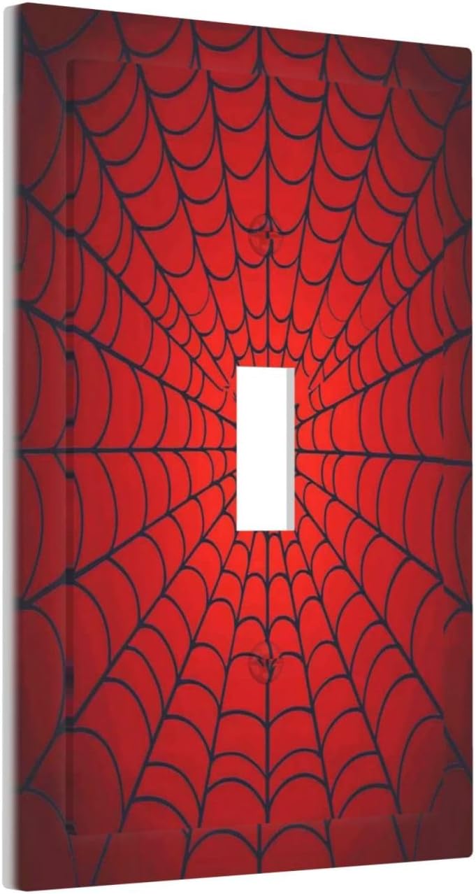 Red Spider Web Black Line Simplicity Decorative Light Switch Cover 1 Gang Single Toggle Device Electrical Faceplate Switchplates Decorator Outlet Wall Plate For Kids Room Home Decor