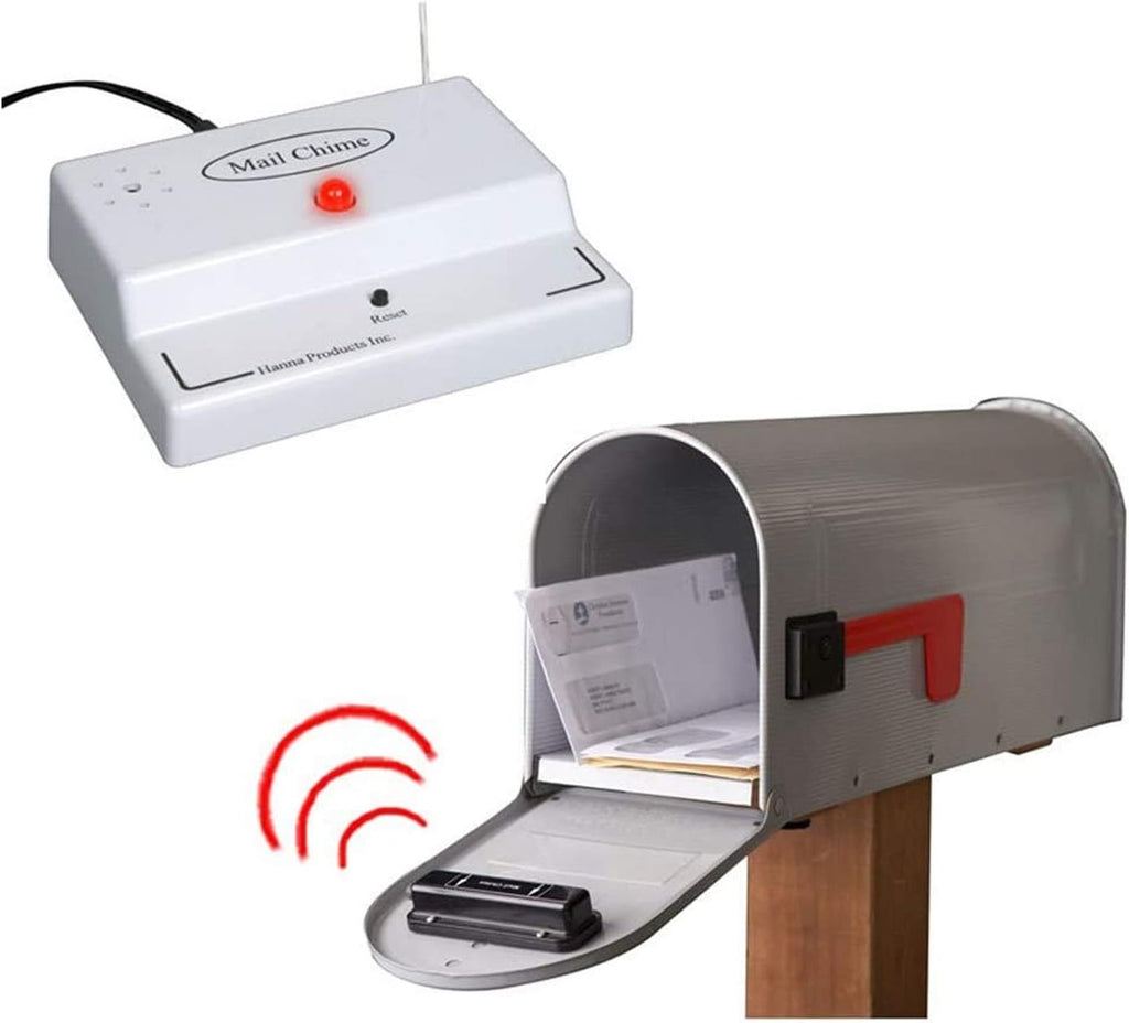 Mail Chime Mailbox Alarm for Delivered Mail Notification System, Smart Mailbox Sensor Alert Wireless Transmitter & Receiver, Up to 350 Feet, Easy to Install, Battery-Operated, 1 Set