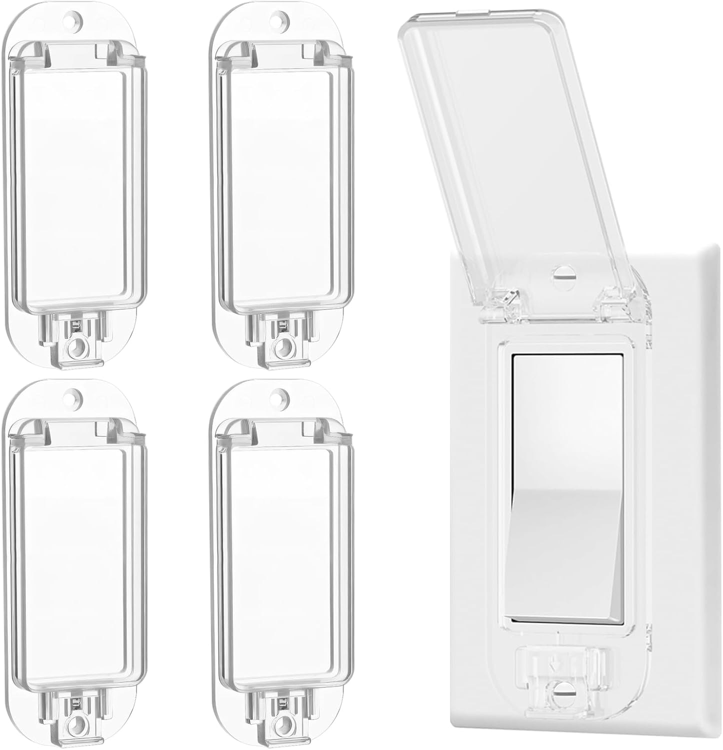 4pcs Light Switch Guard Cover Transparent Light Switch Lock, Switch Blocker for Keeps Lights or Switches from Being Accidentally Turned ON or OFF Child Proof Light Switch Cover (4pcs)