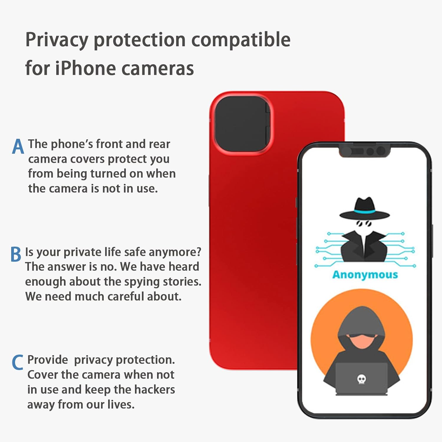 Privacy Cover Compatible for iPhone13 /iPhone 13 Mini with iPhone 13 Front Camera Cover,Protect Privacy and Security But Not Affect Facial Recognitionty But Not Affect Facial Recognition（2Pack）