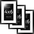 Homeforia 4x6 Picture Frame Black, High End Metal 4 x 6 Black Frames with Mat 3 x 5 for Art, 4x6 Desk Frame Matted to 3x5 inch Photo, 4 by 6 Wall or Tabletop Frames, Tempered Glass, Wall Kit, Set of 3
