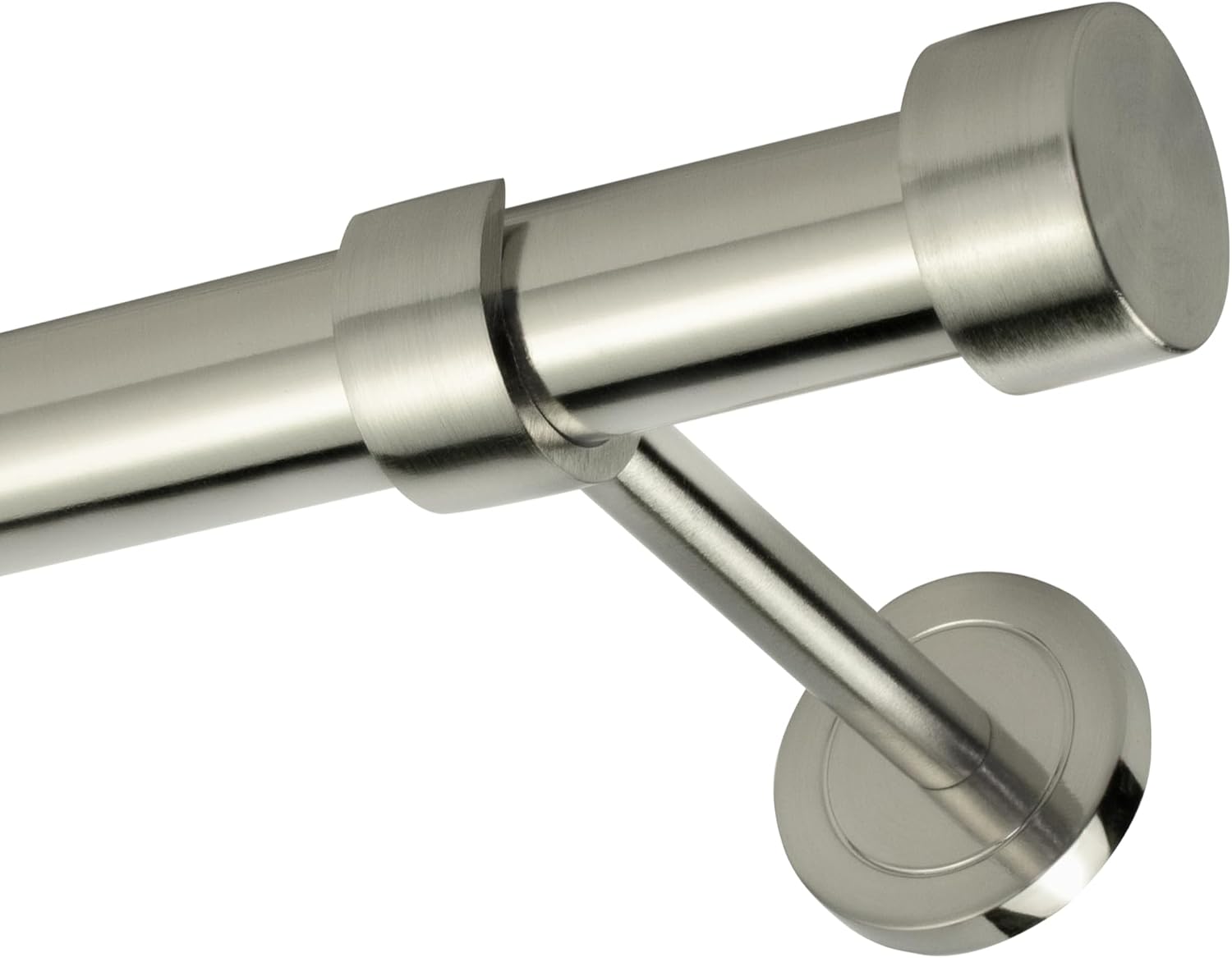 Brushed Nickel Curtain Rod, Adjustable 48 to 84 Inch with Three Heavy Duty Aluminum Alloy Brackets, Brushed Nickel Finish