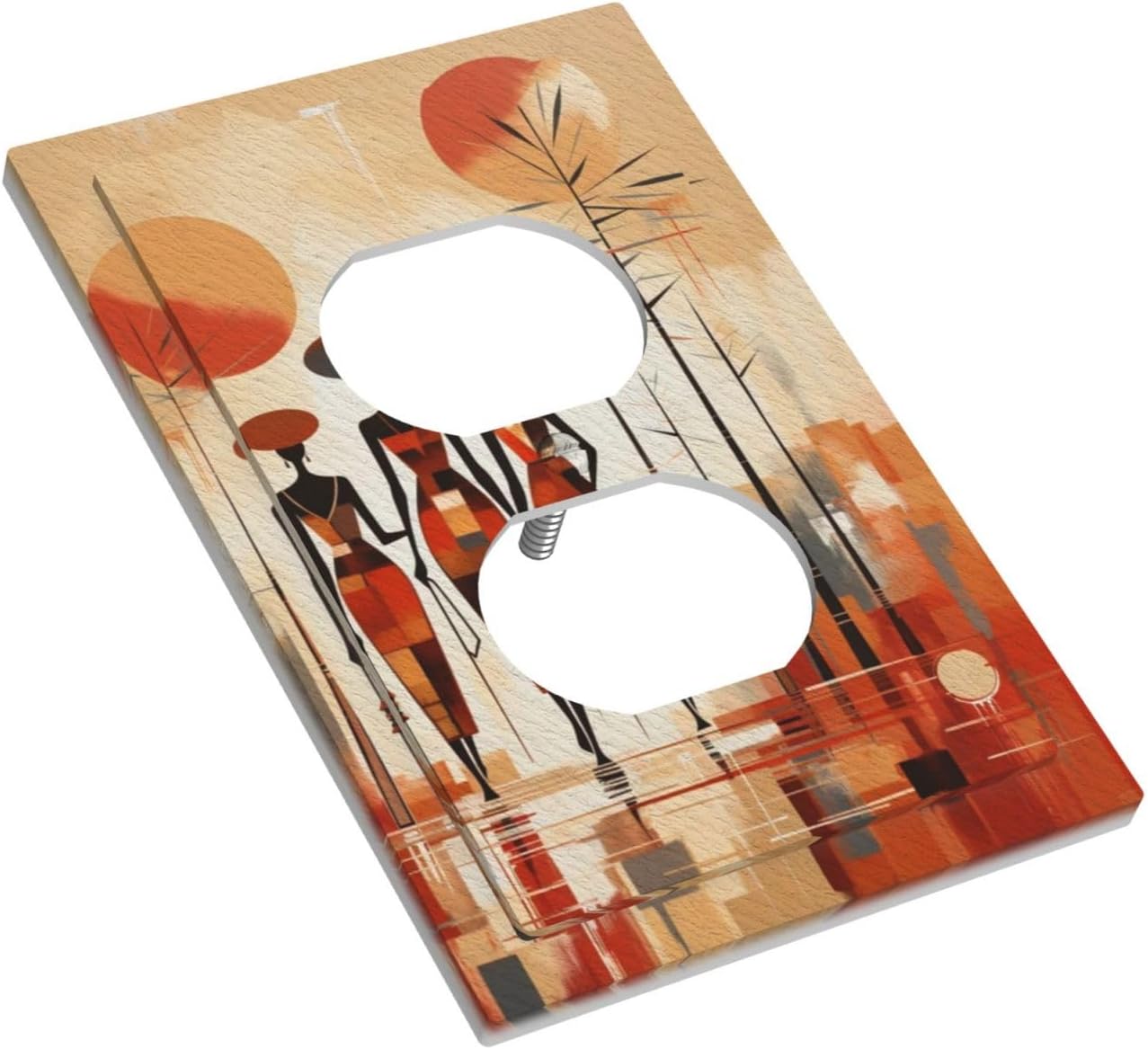 Decorative Outlet Covers Minimalist Black Women Bohemia Sun 1 Gang Duplex Light Switch Cover Plate Unique Wall Plate Electrical Switch Plate Covers for Bedroom Home Decor