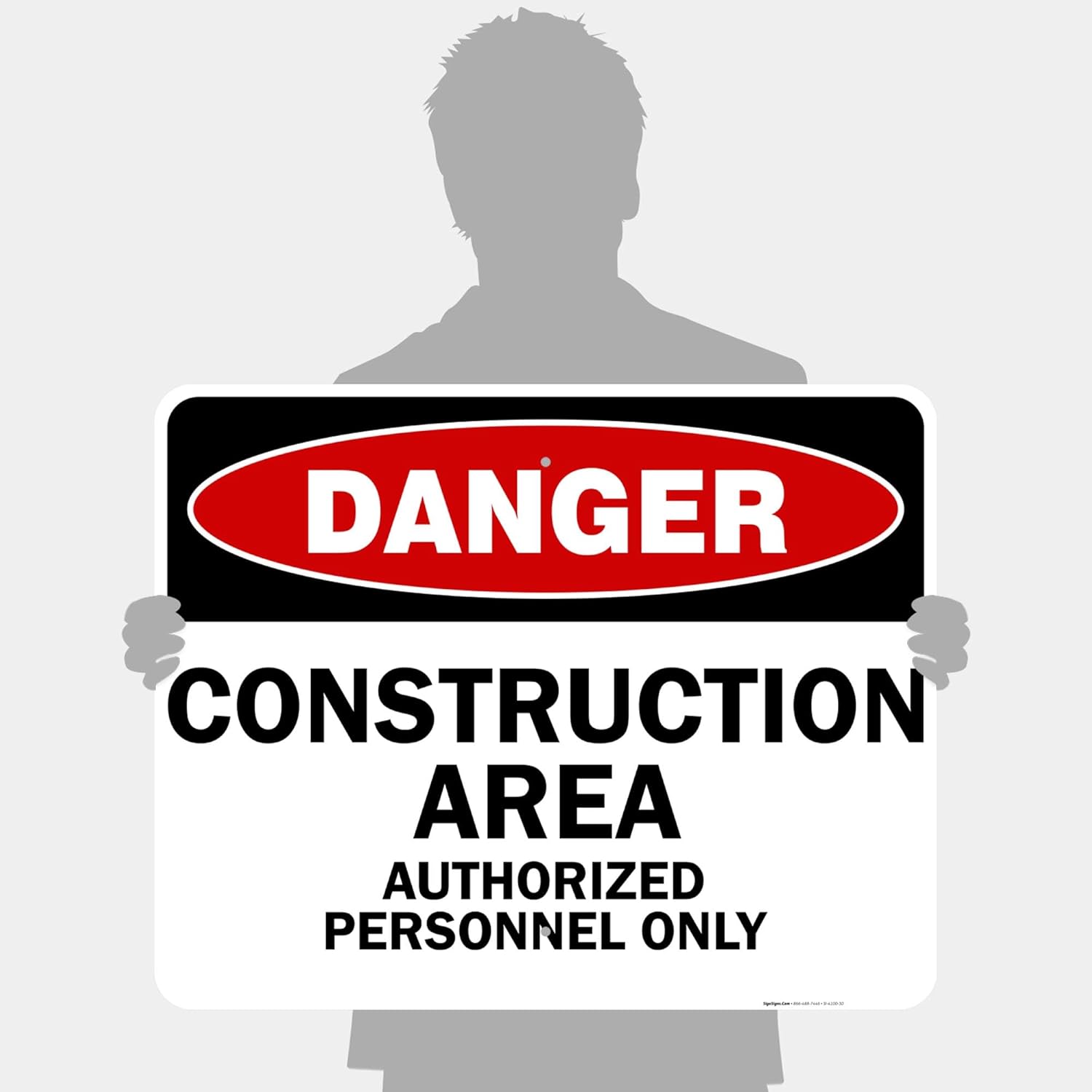 Danger Construction Area Sign, Authorized Personnel Only Sign, 24x30 Inches, Rust Free .063 Aluminum, Fade Resistant, Indoor/Outdoor Use, Made in USA