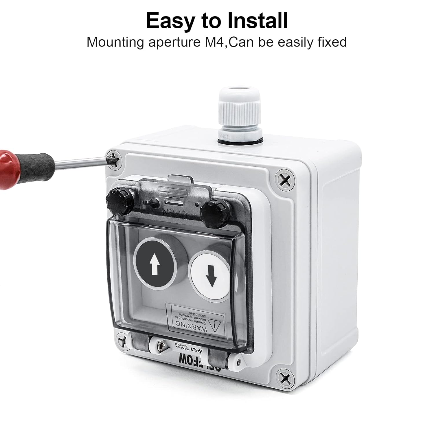 IP67 Button Switch Outdoor Waterproof Box 2 Push Button White Up Black Down Button with Protective Cover Anti-misoperation Switch(AC/DC 6A-110V/3A-240V/2.5A-380V)