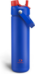 ENCOOL Insulated Water Bottle with Straw Stainless Steel Water Bottle, Leak-Proof, BPA-Free, Double Wall Vacuum Keeps Cold for 24 Hours for Sports, Travel, School (26 oz, Beaucoup Blue)