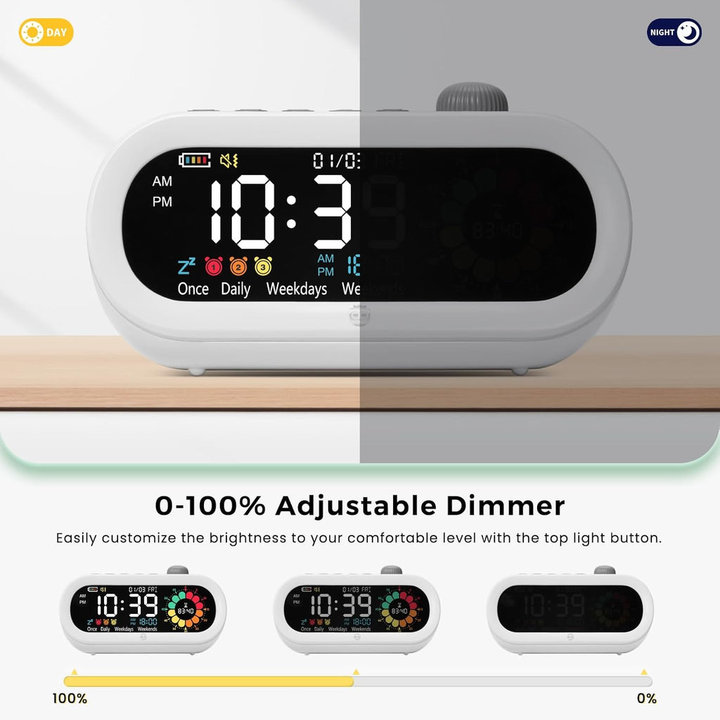 Mooking Digital Visual Timer for Kids, Large LED Digital Alarm Clock for Bedrooms, Rechargeable 199-Minute Silent Countdown Timers, Focus & Smoother Routines, Fitness Baking Studying Teaching