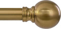 Warm Gold Long Curtain Rods for Windows 66 to 120 Inch 1" Diameter Adjustable Heavy Duty Brass Window Curtain Rod with Metal Finials for Living Room Bedroom Farmhouse Kitchen Outdoor