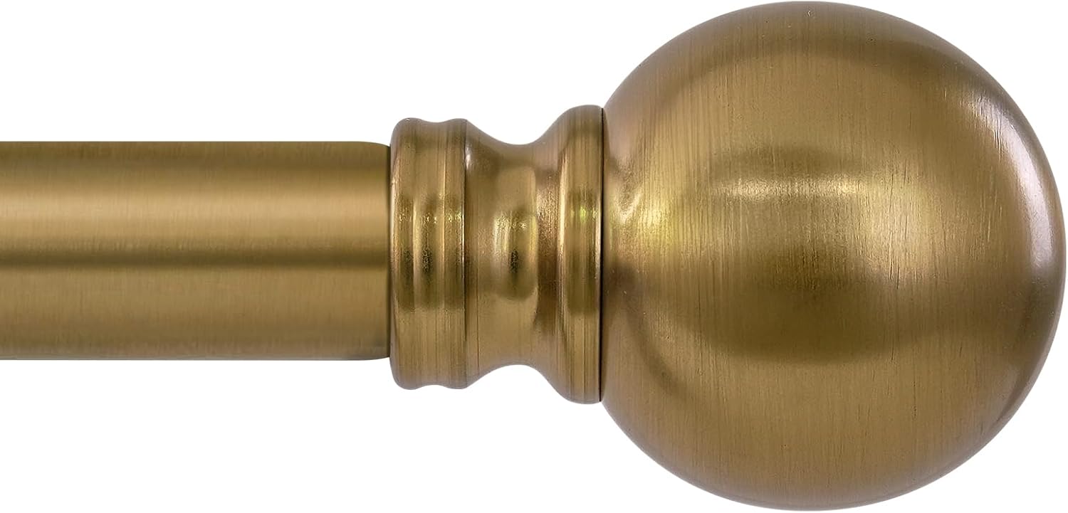 Warm Gold Curtain Rods for Windows 72 to144 Inch Brass Long Heavy Duty Window Curtain Rod Adjustable 1" Diameter with Metal Finials for Living Room Bedroom Farmhouse Kitchen Outdoor