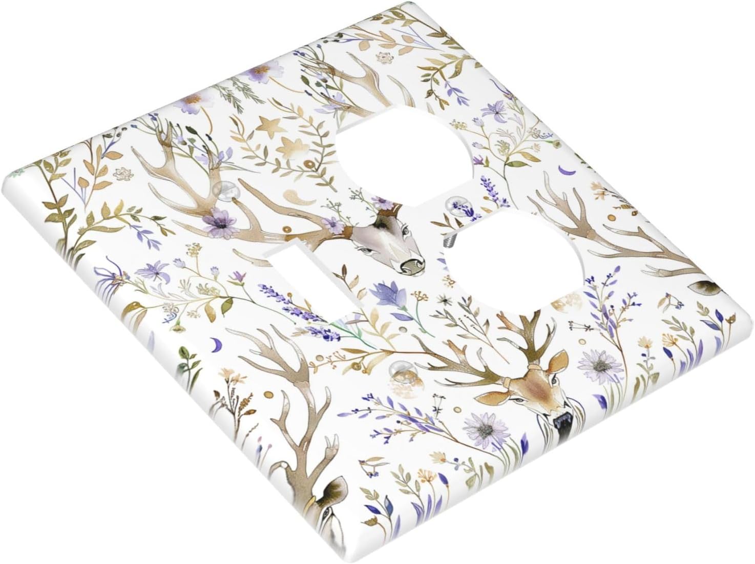 Wallplates Gothic Retro Floral Damask Elk Wild Flower 1 Toggle 1 Duplex Switch Plate Electrical Gfci Faceplate Decorative Light Switch Covers For Bed Room Living Room Decor