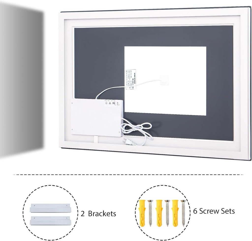 VooBang Bathroom Mirror with Lights 47 x 47 inches - 3 Adjustable Lighting Modes LED Bathroom Vanity Mirror, Anti-Fog, Memory Function, Tempered Glass, Wall Mounted Horizontally Vertically