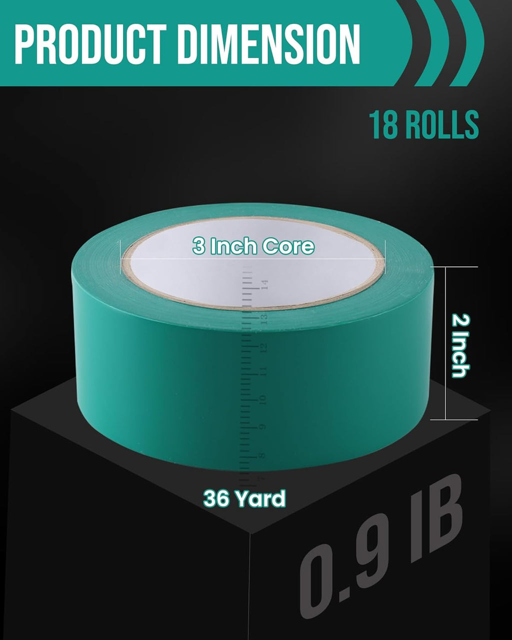 Lichamp 18 Rolls Vinyl Tape, Premium Safety Marking and Traffic Floor Marking Tape, Bundling, Social Distancing, 2 Inch x 36 Yards per Roll, 648 Total Yards, Green