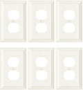 6-Pack Duplex Outlet Cover, Natural Bamboo Fiber Switch Plates and Outlet Covers, Light Almond Decorative Wall Plates for Electrical Outlets, 1 Gang Receptacle Cover, Corrosion Resistant