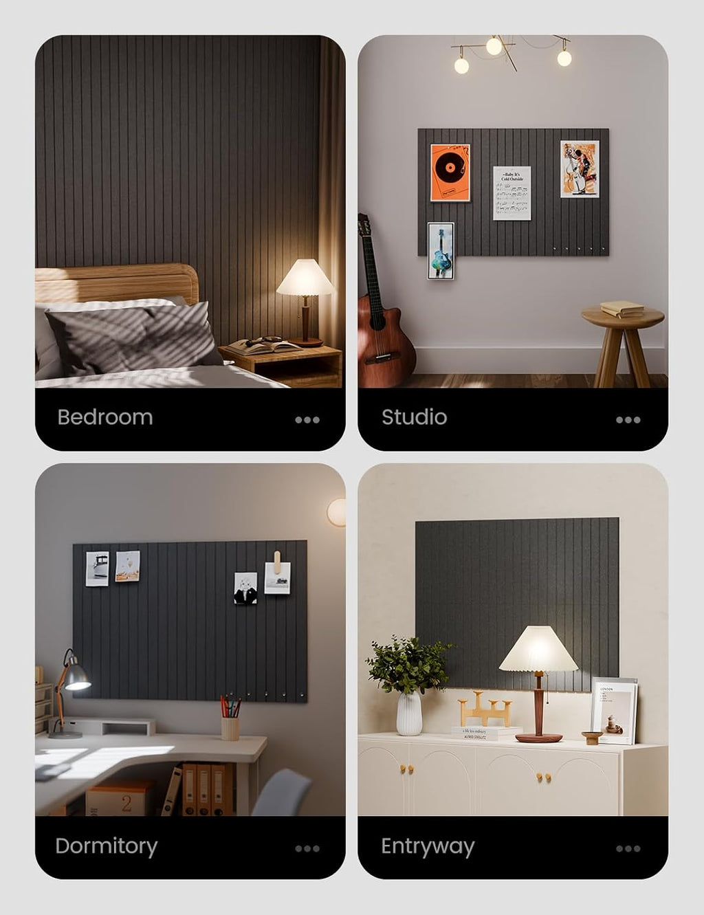 Large Felt Bulletin Board 36" x 24" Cork Board Alternative-6 Pack with 40 Safe Removable Adhesive Tabs, Cork Boards for Walls Cork Board for Home Office Classroom Pin Board (Charcoal Gray)