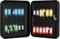 Jssmst Lock Keyboxes Wall Mount Security Key Storage Box, Locking Key Cabinet Wall Mount with 24 Key Hooks & Tags Key Labels, 9.84 x 7.87 x 2.95 inches, Black Matt