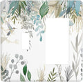 Green Tropical Palm Leaves Flower Plants Hummingbird Outlet Covers 1 Toggle 1 Rocker Combination Decorative Wall Plate Electrical Switch Plates Light Switch Cover Plate for Bed Room Living Room Decor
