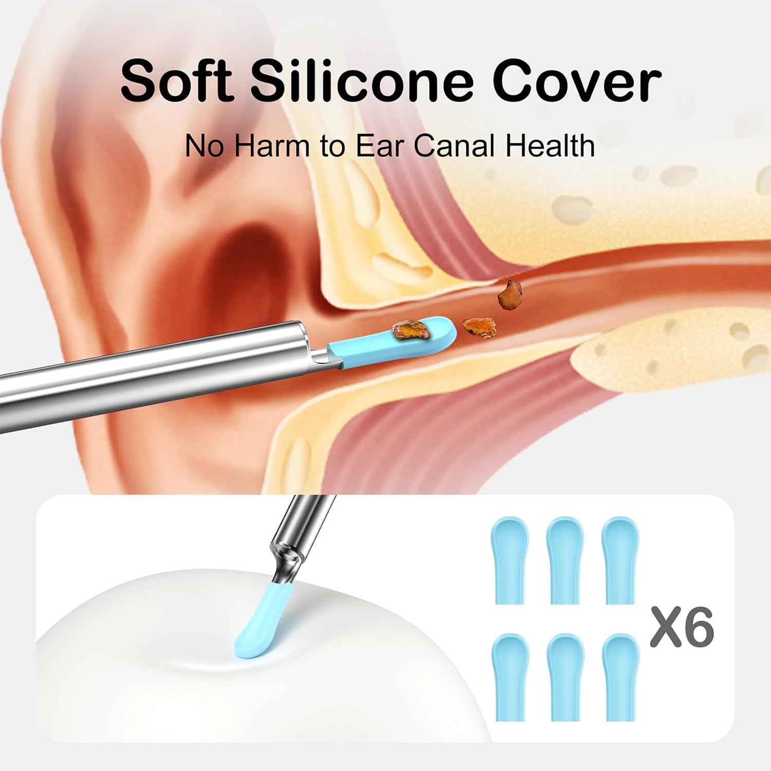 Ear Wax Removal Tool Camera，Ear Cleaner with Camera 1080P, Earwax Removal Kit with 6 LED Light 5 Replacement Ear Spoon, Ear Camera for iOS & Android (Purple)