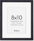 Fun Memories 8x10 Black Picture Frame, Natural Oak Wood 8 x 10 Photo Frames, 8 by 10 Frames Real Glass, 8x10 Picture Frame with Mat for 5x7, Rustic Black Wood Frame 8"x10", 1 Pack