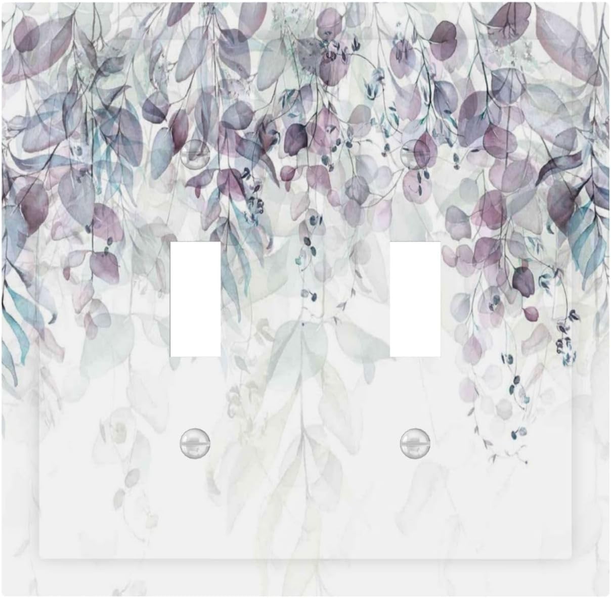 Hazy Leaves Ivy Nature Plants Eucalyptus Leave Decorative Switch Plates 2 Gang Double Toggle Outlet Light Switch Cover Wall Plate Electrical Faceplate for Bedroom Home Decor