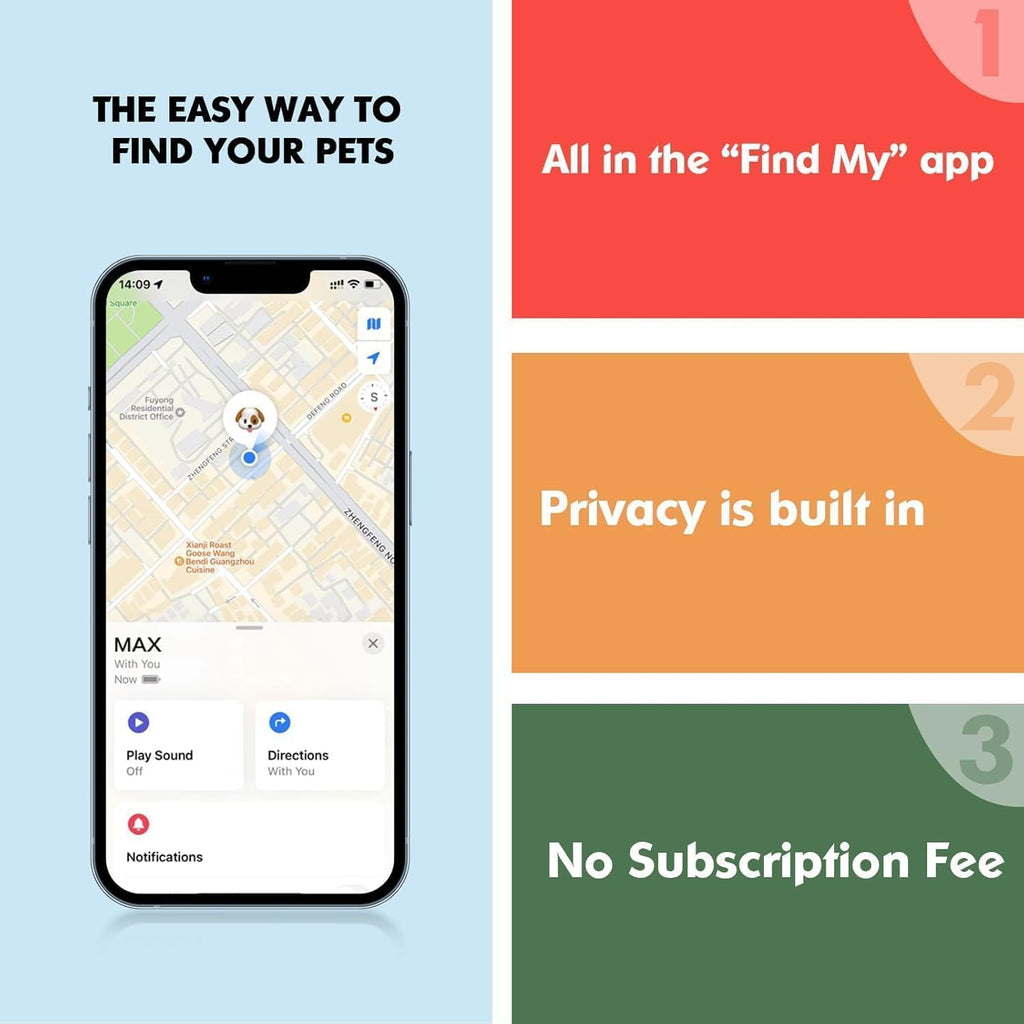 GPS Tracker for Dogs, 2 in 1 Pet Tracking Smart Collar (Only iOS), No Monthly Fee GPS Tracker Dog Collar, Real-time Location Comfortable PU Tracker Tag for Small, Medium Large Dogs(Locator Included)