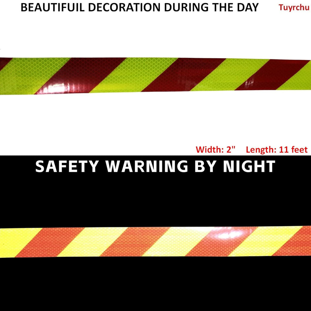 Non Fading Reflective Tape Outdoor Waterproof 2 inch Wide, High Visibility Industrial Marking Tape, Safety Adhesive Stickers (11 feet)