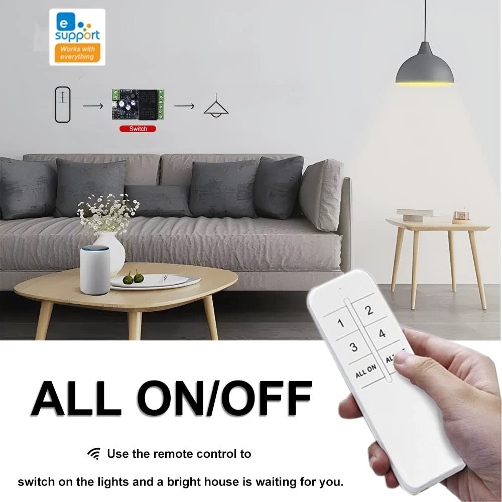 Ewelink WiFi Wireless Smart Relay Module USB 5v 1 Channel Inching Selflock 7V-48V Remote ON Off Power Switch for Access Control, Garage Door,Home Automation, Compatible with Alexa Google Home