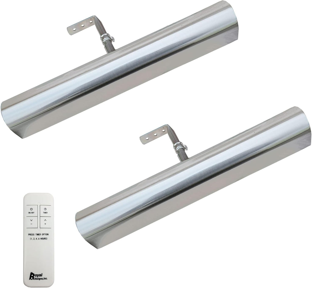 Royal Designs, Inc. Cordless Remote Control LED Picture Light, Dimmable with Timer Function, Brushed Nickel, 14.75 Inches, 2 Pack