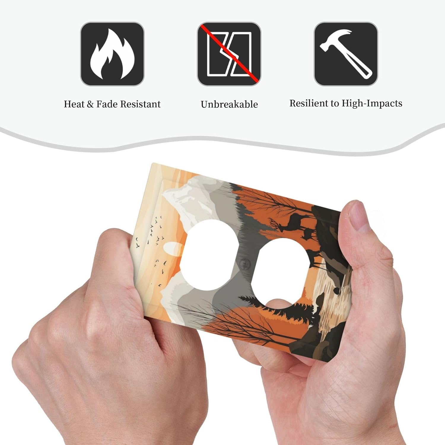 Sun Forest Deer Snow Mountain River Outlet Covers 1 Gang Duplex Light Switch Cover Decorative Switch Plates Electrical Receptacle Faceplate Wall Plate For Bed Room Living Room Decor