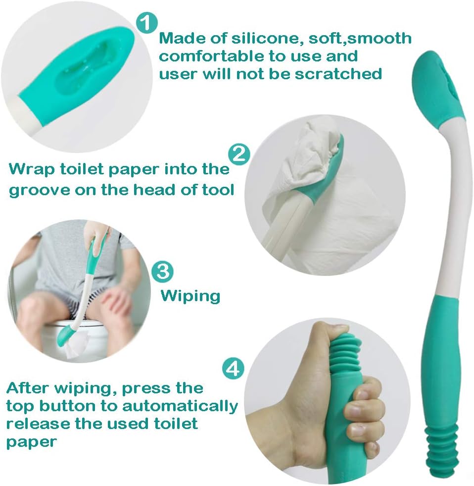 Toilet Aid Wiper Self Assist Bathroom Bottom Butt Wipe Helper Wand Long Reach Comfort Wipe Tool Paper Tissue for Pregnant After Surgery Seniors Arm Handicap Bariatric