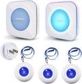 Caregiver Pager Wireless Call Button Call Bell Emergency Button Call Light System for Elderly/Patients/Home Nurse Alert System 3 Call Button 2Plugin Receivers (600+ft Operating Range)