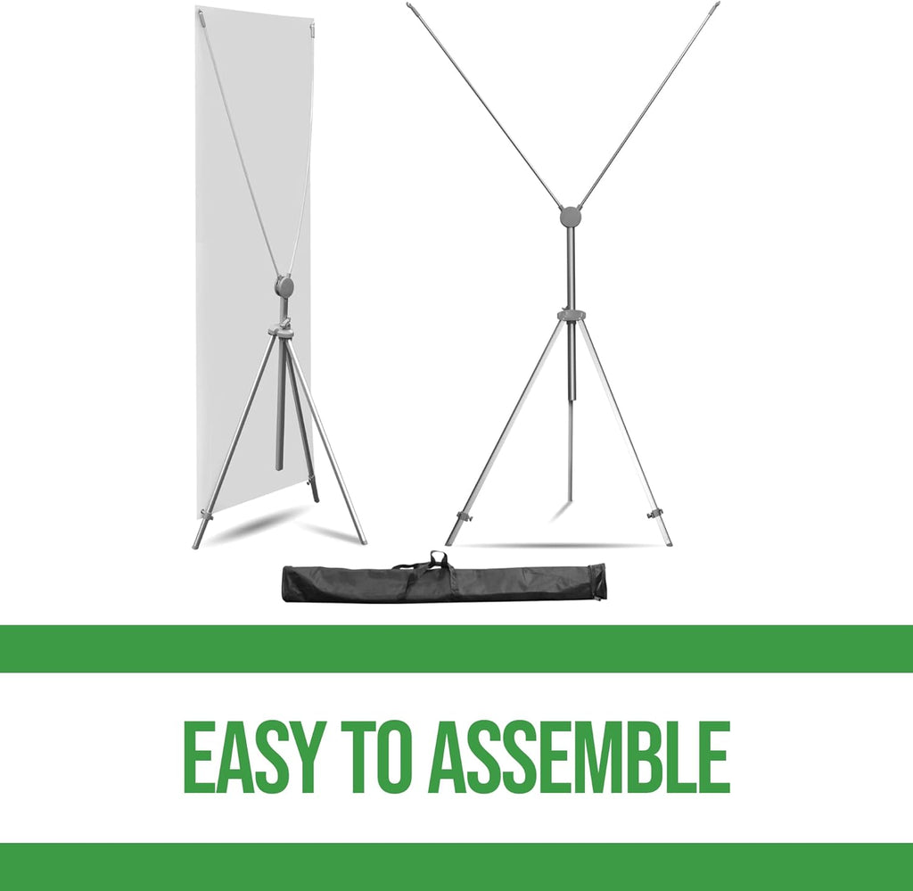 Custom X-Stand Banner with Adjustable Tripod (30”x65”) by BCB Print | Personalized Cross Stand Banner for Advertising & Trade Shows | HD Print Vertical Stand | Express Dispatch+Ship/Made in USA